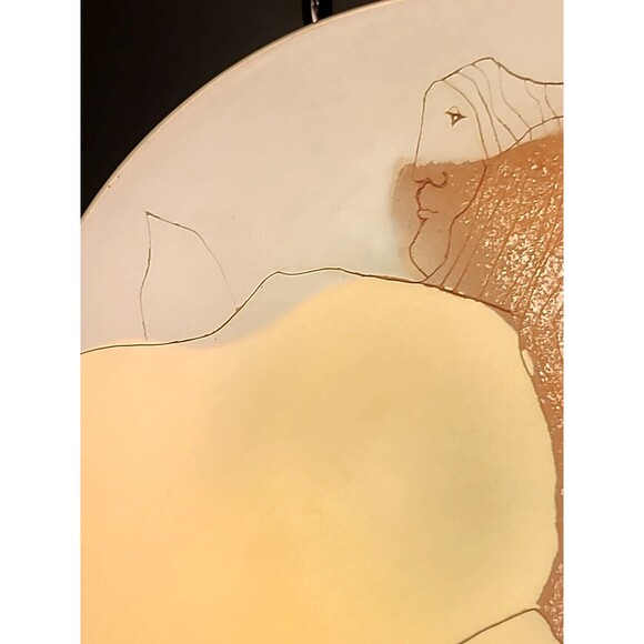 Handmade & Painted Art Pottery Hanging Dish Plate Abstract Contemporary - Picture 5 of 16